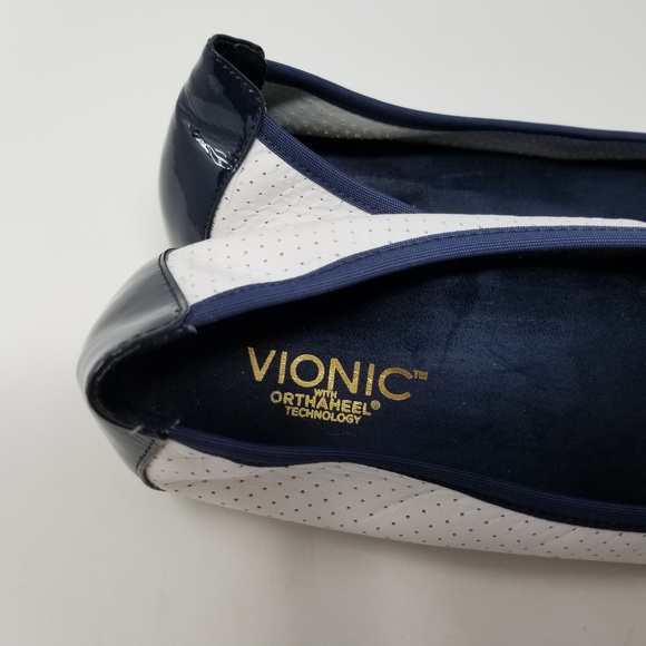 Vionic Shoes | Vionic Minna Navy And White Ballet Flats M | Poshmark